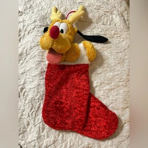 Medias de peluche vintage Disney Pluto 18” vacaciones de Navidad como nuevas - Imagen 1 de 3