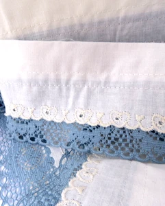 20 Yards Blue Lace /white eyelet two Layer Trim 3" Wide with gathering pocket - Picture 1 of 6
