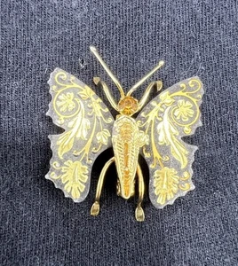 Vintage Damascene Butterfly Brooch, Made In Spain - Picture 1 of 6