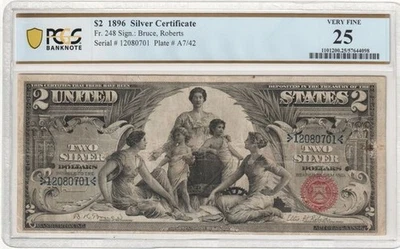 1896 $2 Silver Certificate fr. 248 PCGS 25 Details - Image 1 of 2