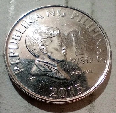 One 1 Piso 2015 Philippines Coin Jose Rizal Bangko Sentral Ng Pilipinas - Image 1 of 2