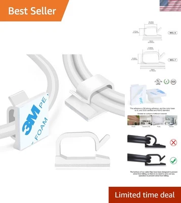 Clips de cable autoadhesivos de 120 piezas - Solución de gestión de cables ordenada y duradera Foto 1 de 4