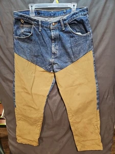 VTG Wrangler Rugged Wear Men's Brush Briar Pants Canvas Jeans Size 38 X 30 - Picture 1 of 5