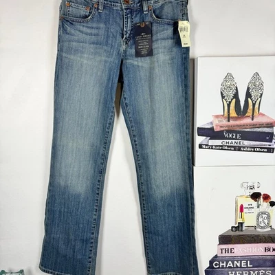 Женские синие джинсы Lucky Brand средней вареной ткани прямого покроя - Изображение 1 из 4