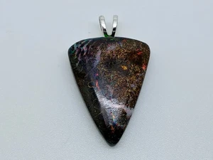 Sterling Silver 12.3ct Natural Australian Boulder Opal Opalton Pendant - Picture 1 of 10