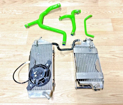 Juego de radiadores Kawasaki KX450F 2009-2011 con ventilador de refrigeración y protector de carreras de alce Foto 1 de 4