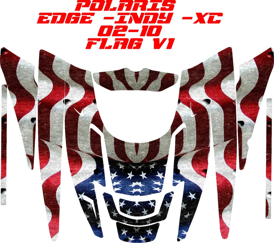 SNOWMOBILE WRAP POLARIS EDGE-INDY-XC  DECAL 02-10 FLAG V1 BASIC - Image 1 of 1