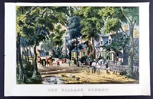 Currier and Ives THE VILLAGE SREET 1947 calendar print - Picture 1 of 3