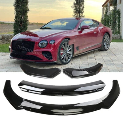 For Bentley Continental Glossy Black Car Front Bumper Lip Splitter Lower Chin Foto 1 de 4