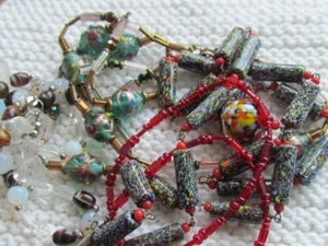 4 Murano Venetian Vintage Beads Necklace Art Glass Lamp Work Lot Tombo Japan - Picture 1 of 22