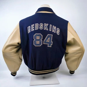 Redskins College-/ Baseball Jacke 84 Leder / Wolle Mix Gr. M dunkelblau / creme - Bild 1 von 14