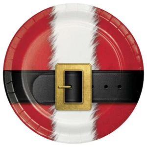 Christmas Party Supplies Santa's Suit Paper Dinner Plates 8 Pack Tableware Xmas - Picture 1 of 1