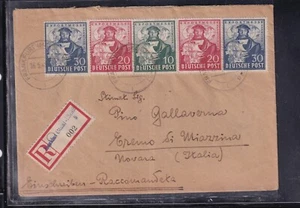 Busta Cover Germania Bizona Raccomandata Italia 1949 Fiera Hannover WE1339a - Picture 1 of 1