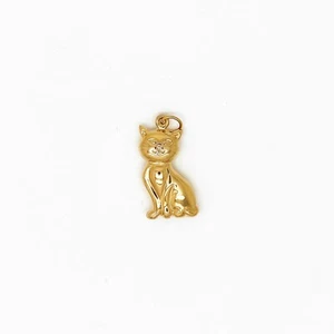 Genuine 9ct Yellow Gold Hallmarked Large Sitting Pussy Cat Pendant - Picture 1 of 1