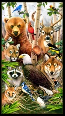 Elizabeth Studios - Wildlife Refuge Quilting Cotton Fabric Panel (24x44) Animals - Image 1 of 3
