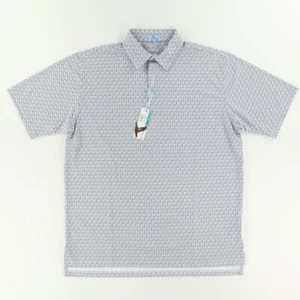 Genteal Brrr Printed Blue Clays High Stretch Polo Shirt White Men's XL - Picture 1 of 7