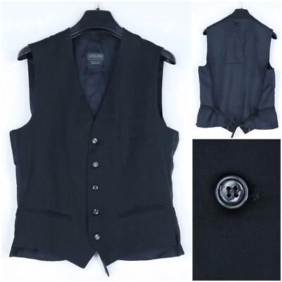 Mens Waistcoat Medium Size UK 38 Black ZARA MAN Formal Dress Vest - Image 1 of 4