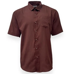 Herren Hemd Braun Kurzarm Herrenhemd Arbeit Freizeit Formell Regular Fit Hemd - Bild 1 von 12