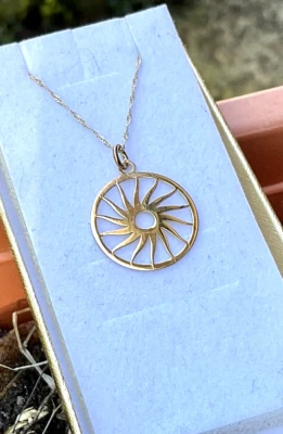 Halskette  585  Gelb Gold 50 cm +  Anhänger Azteken Sonne aus 585   Neu !! - Bild 1 von 4