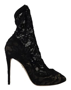 DOLCE & GABBANA Shoes Black Stretch Socks Taormina Lace Boots EU36/US5.5 980usd - Picture 1 of 10