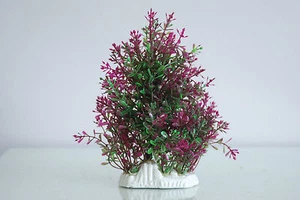 Aquarium Realistic Medium Plastic Plant Purple & Green Bush Plant 9x4x19 cms - Picture 1 of 5