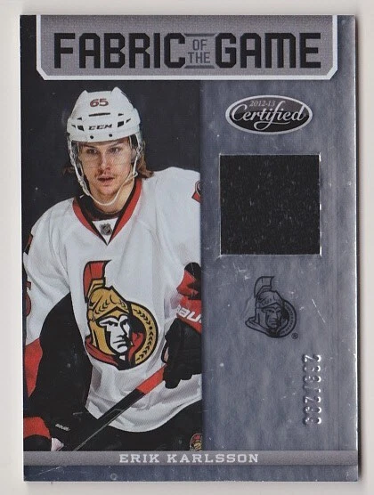 12-13 Certified Erik Karlsson /299 Jersey FOTG Ottawa Senators 2012 - Image 1 of 1