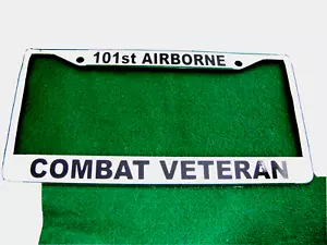 License Plate Frame--101st AIRBORNE/COMBAT VETERAN-Chromed Cast Metal #811409 - Picture 1 of 1