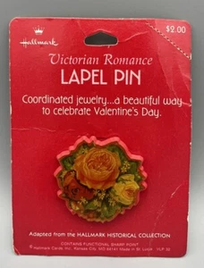 Hallmark Valentine Vintage Roses Victorian Romance Flowers 1989 Lapel PinBrooch - Picture 1 of 4
