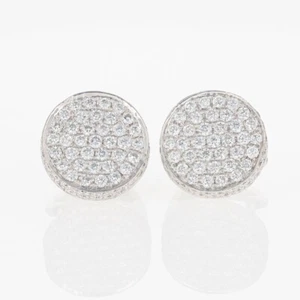 Odelia 2.16ctw Diamond Pavé Cluster Stud Pair Earrings 18k White Gold 6.99 Grams - Picture 1 of 6