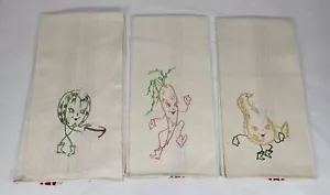 Vintage anthropomorphe Gemüse Geschirrtücher 3 Stück, unbenutzt - Bild 1 von 9