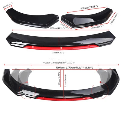 Front Bumper Lip Spoiler Splitter Body Kit Black+ Red For Mazda MX-5 Miata - Image 1 of 4