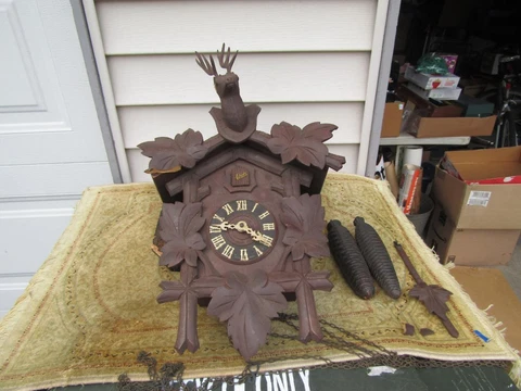 Vintage Schatz 8 Day Cuckoo Clock Moments Jahresuhrenfabrik 50 Deer Head 14x14” Cover