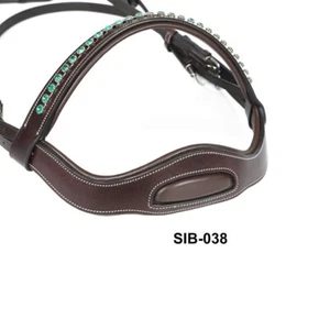 NEU Horse Masters Jagd Trense mit ergonomischer Krone grüner Diamant und Zügel - Bild 1 von 4