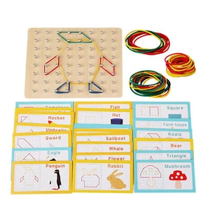 Geoboards With Rubber Bands Wood Stacking Peg Board Montessori GeometricGeoboard - Picture 1 of 12