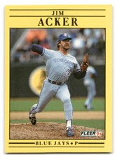 Jim Acker 1991 Fleer #167 Toronto Blue Jays BASEBALL