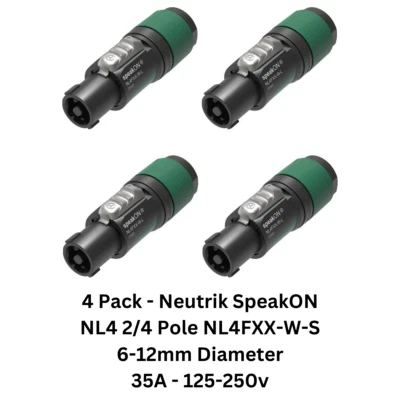 Paquete de 4 altavoces Neutrik SpeakON NL4 4 polos NL4FXX-W-L/S - conector pasivo Foto 1 de 3