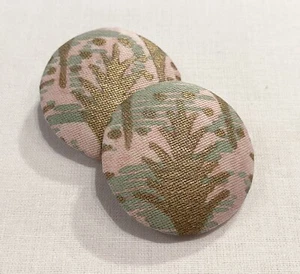 TWO FORTUNY PINK AQUAMARINE & GOLD "PIUMETTE" ITALIAN CUSTOM COVERED BUTTONS - Picture 1 of 3