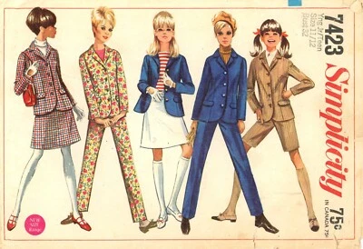 Simplicity 7423 Suit Jacket, Skirt, Pants & Shorts Sz 11/12 Junior CUT COMPLETE - Image 1 of 4