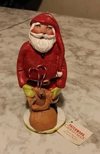 DEMDACO Patchwork Navidad Laura Benge Jolly Santa Claus Figura 2016 Nuevo con Etiquetas - Imagen 1 de 7