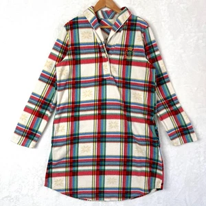 LRL Lauren Ralph Lauren Nachthemd kariert Fleece Schneeflocken Taschen Damen M - Bild 1 von 7