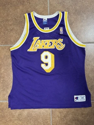 Champion Mens Purple Yellow Los Angeles Lakers Nick Van Exel 9 NBA Jersey 48/XL - Image 1 of 4