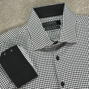 COOGI Luxe Stretch Collection 3XL Checkered Dress Shirt Black White - Picture 1 of 16