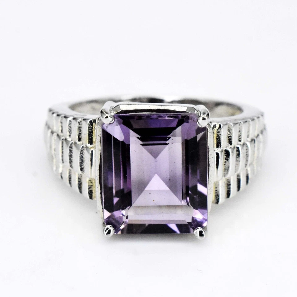 6.14 Gm Natural Amethyst 925 Sterling Silver Men's Anniversary Ring US 8 - Image 1 of 4