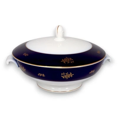 Rosenthal 5381 tigela de legumes coberta clássica rosa cobalto azul ouro floral  - Imagem 1 de 4