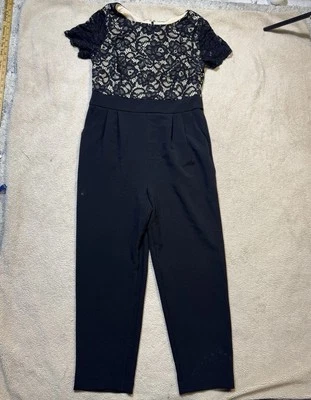 Mono Jessica Howard para mujer 12 pequeño floral de encaje manga corta cremallera trasera negro Foto 1 de 4