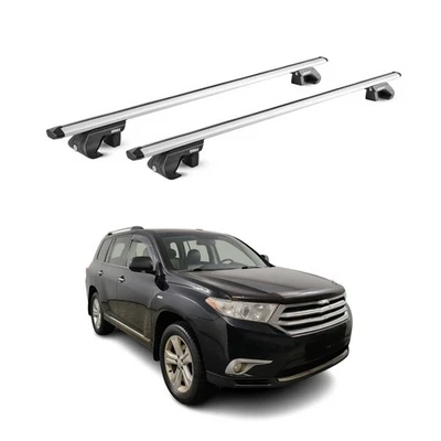 Compatível com Toyota Highlander 2008-2013 rack de teto barras transversais prata transportadora 2 peças - Imagem 1 de 4
