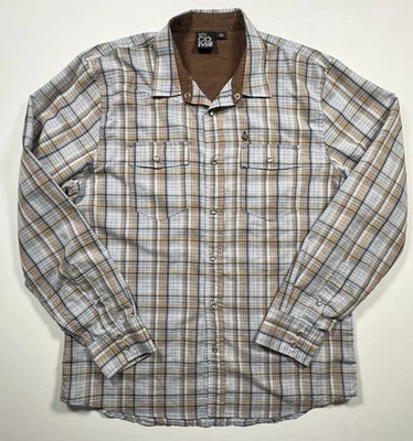 Volcom Pearl Snap Western Shirt Mens Large Brown Plaid Long Sleeve Casual - Image 1 of 4