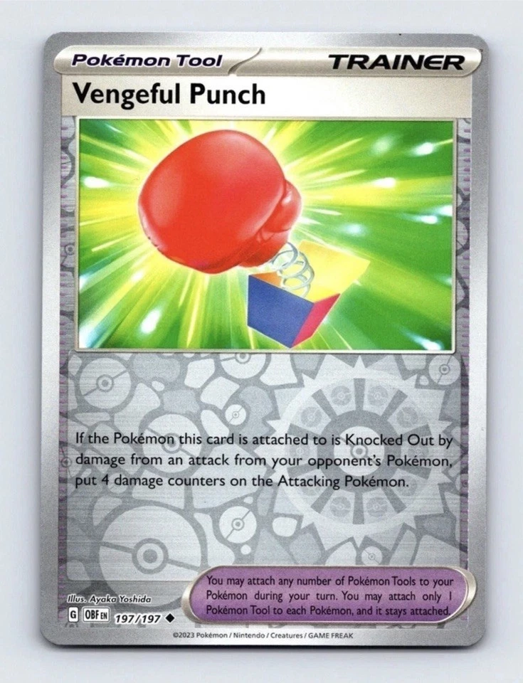 Pokemon Vengeful Punch SV03: Obsidian Flames 197/197 Near Mint NM Reverse Holo - Image 1 of 1