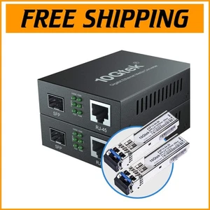 2-Pack Gigabit Fiber to Ethernet Media Converter, 20km RJ45 to LC, UL Certified - Picture 1 of 8