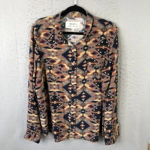 Ryan Michael Shirt Mens 2XL Multicolor Silk Pearl Snap Southwestern Long Sleeve - Picture 1 of 17
